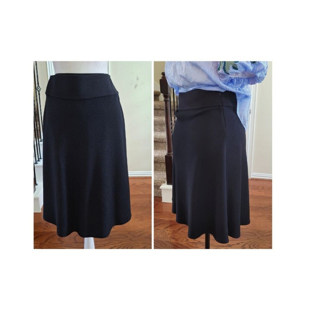 St John Collection Marie Gray Skirt Navy Black Women 10 Knit Flare Quiet Luxury